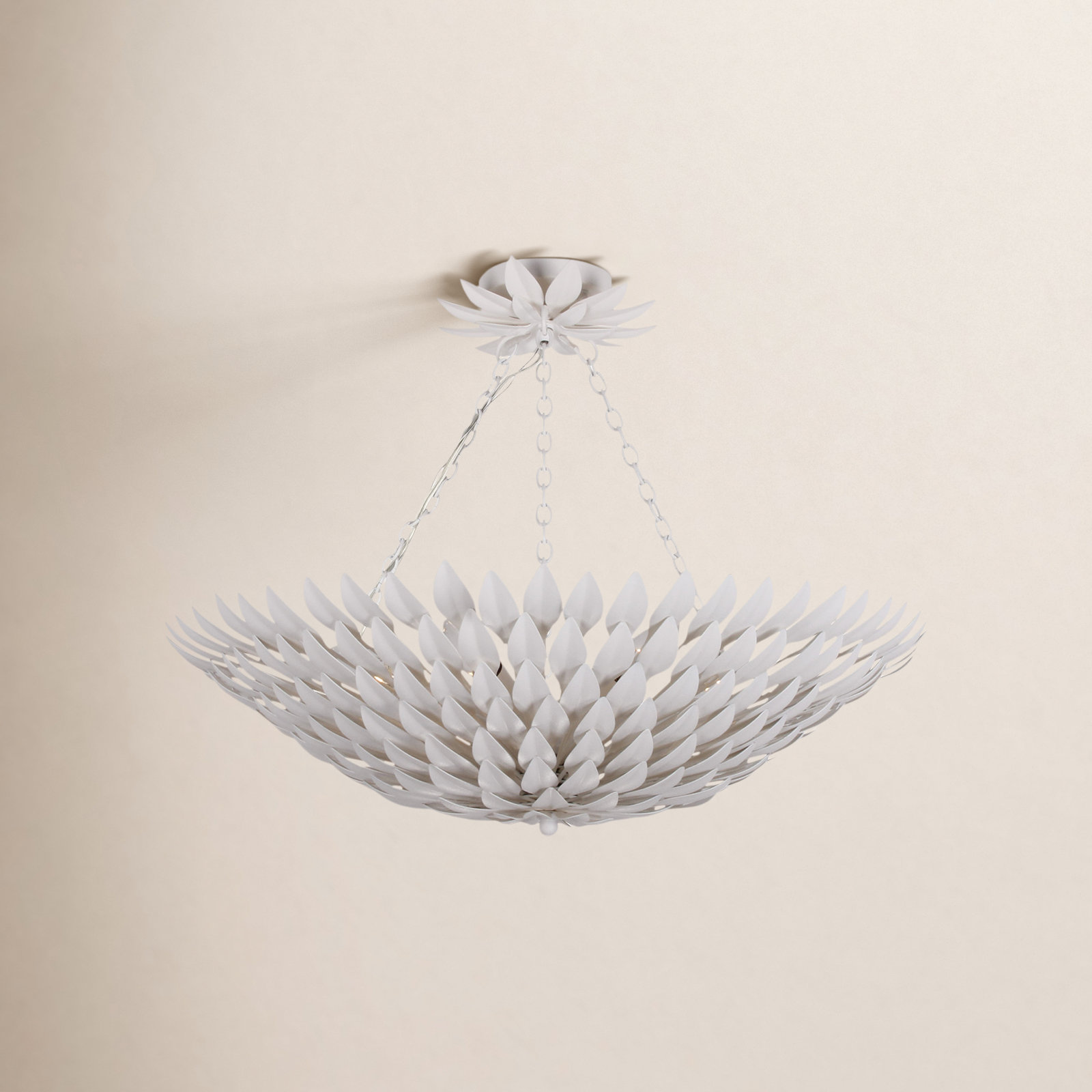 Dimmable Wrought Iron 6-Light Pendant, Matte White