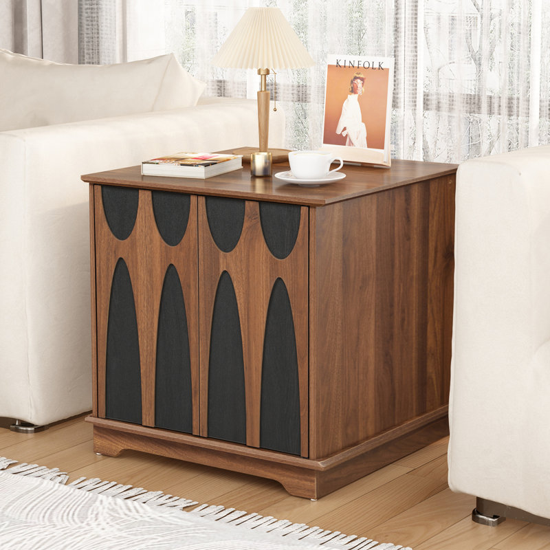 Table de bout avec rangement 23,6 po, Noir / brun