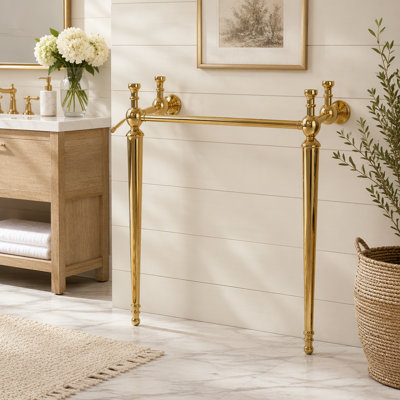 Console de salle de bain autoportante avec pieds en fer, 36 pouces, or