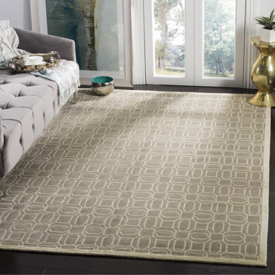Tapis en viscose / laine / coton noué à la main Mieka