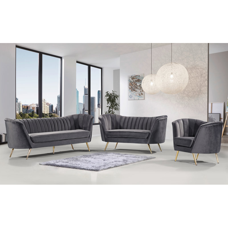 fauteuil demi-tonneau Koger, Velours gris