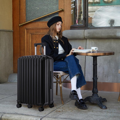 Ensemble de bagage à roulettes en ABS durable avec port USB, porte-gobelet et porte-téléphone pour un voyage pratique