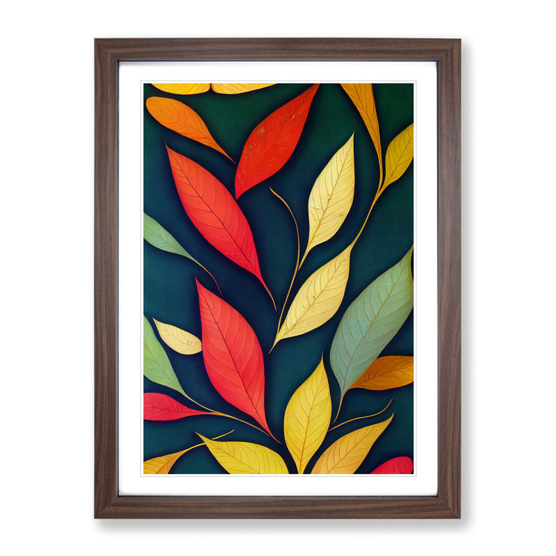 Wild Leaves - Wall Art, 64cm H x 46cm W, Walnut Framed