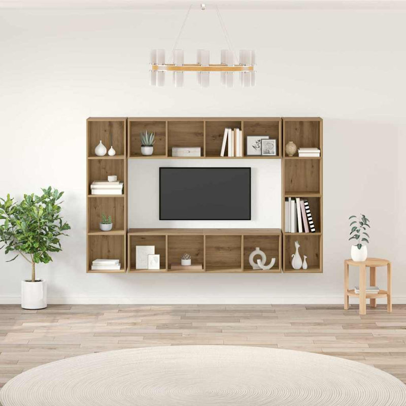 TV Cabinet 4 Pcs 37 X 37 X 142.5 Cm Engineered Wood, Natural
