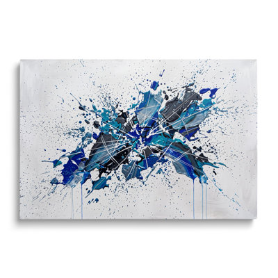 Tableau abstrait à l'huile sur toile multicolore bleue, art mural moderne et contemporain pour salon, chambre et bureau à domicile