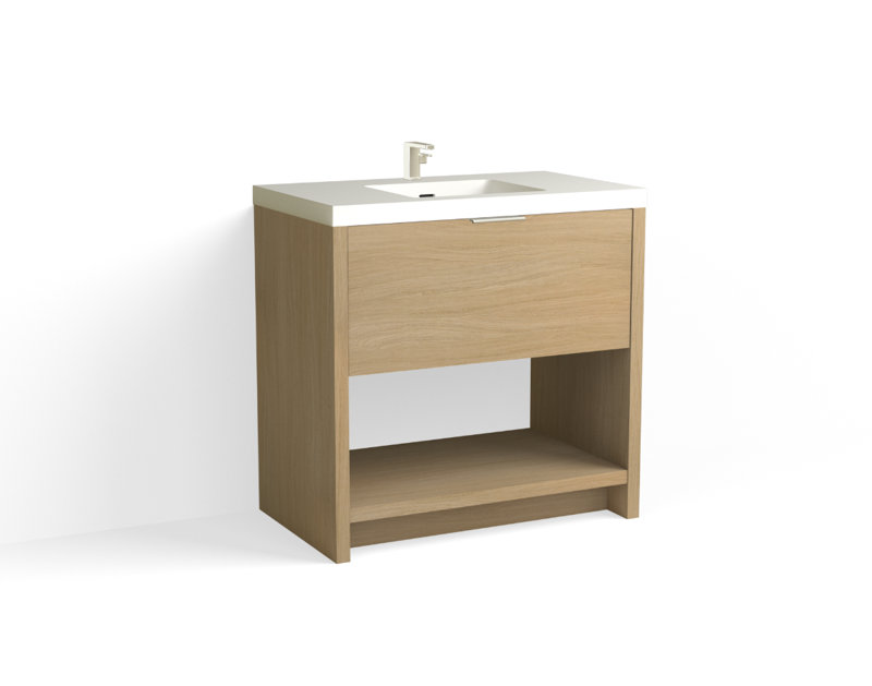 Vista 36" W Freestanding Single Bathroom Vanity, White Matte, Biondo/Polished Nickel, Single-Hole