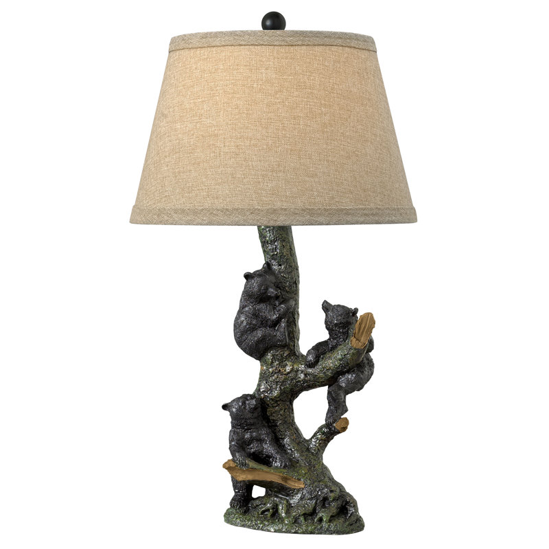 Grigio 31" Natural Tree and Black Bear Resin Table Lamp
