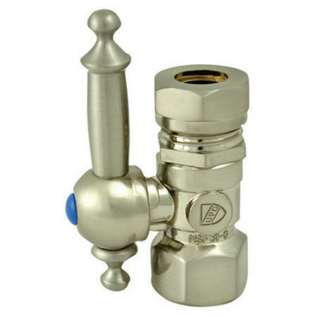 Kingston Brass Vintage 1/2-Inch FIP x 1/2 or 7/16-Inch Slip Joint Quarter-Turn Straight Stop Valve, Brushed Nickel