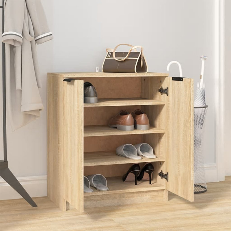 Shoe Cabinet Engineered Wood Hall Shoe Holder Cupboard Organiser Shelf, Sonoma Oak