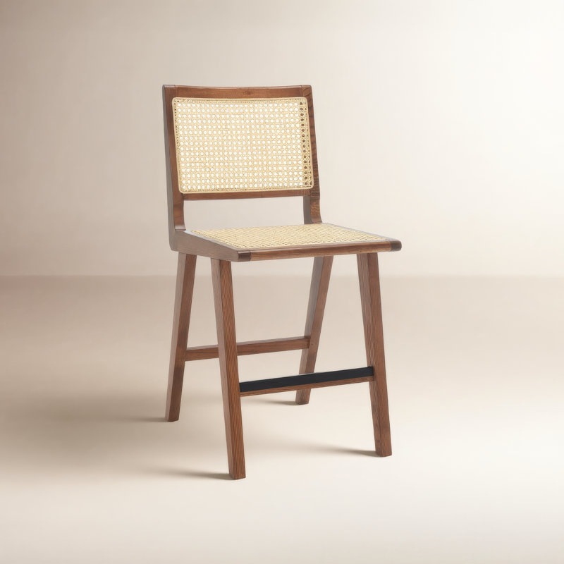 Atticus Counter Stool with Solid Wood Frame, Walnut, Counter Stool (23.2" Seat Height)