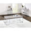 Table basse rectangulaire avec plateau en bois massif et table de style traîneau moderne, surface en métal