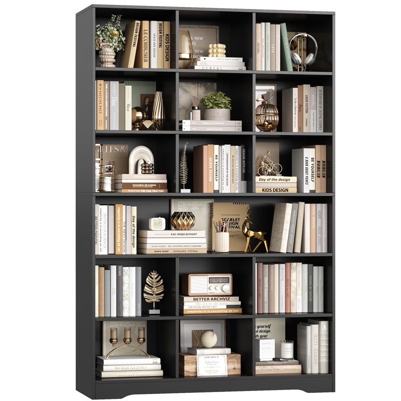 76.1''H 6-Tier Standard Bookcase, Cube Bookcase, Black