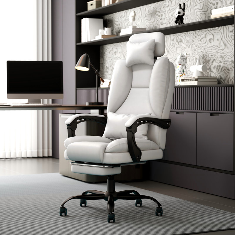 EIZIMZVU Home Office Chair with Footrest, Ergonomic Computer Desk Chair with Adjustable Headrest, Reclining High Back Office Chair for Work from Home