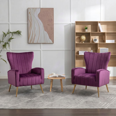 Metal-Legged Velvet Armchair