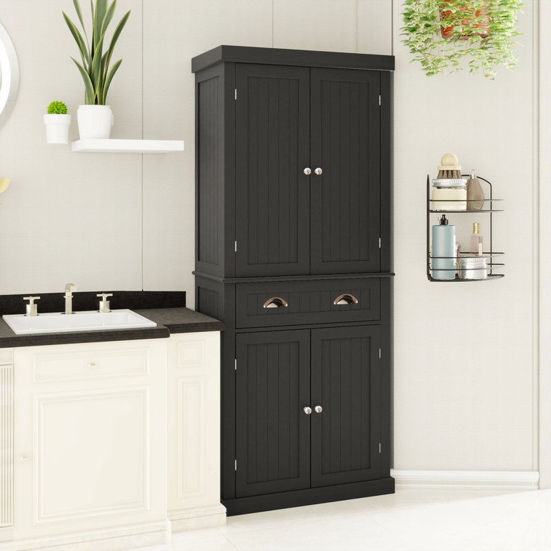 Armoire de rangement 71 "avec garde-manger 71", avec 4 portes, tiroir, 2 tablettes réglables, armoire autoportante pour salle à manger, buanderie