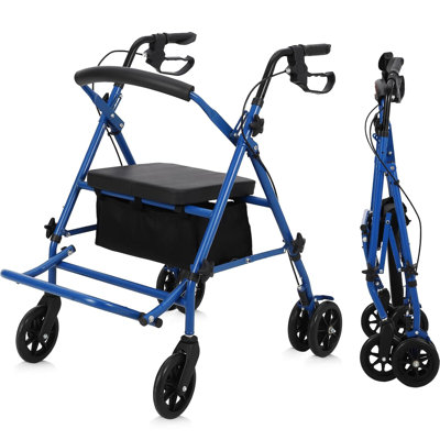 Adjustable Height Handlebar Transport Wheelchair with Folding Footrest
