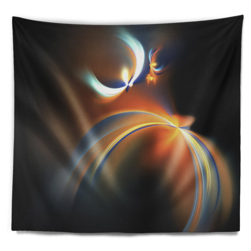 Tapisserie style fractal flottant abstrait, H 32 po x l 39 po