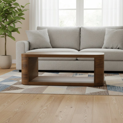 Walnut Veneer Coffee Table With A Wide Tabletop Design