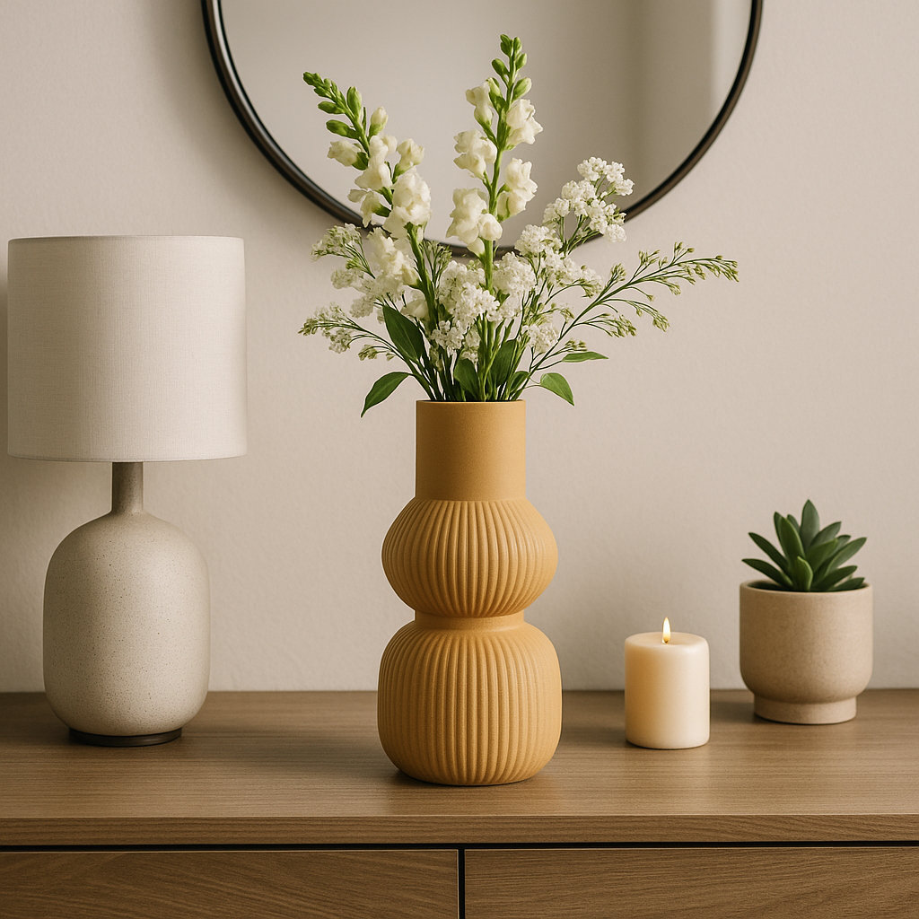 Caya Ceramic Table Vase, 14" H x 6" W x 6" D