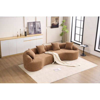 Boneless Curved Living Room Chenille Compression Sofa