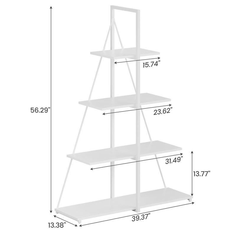 143cm H x 100.1cm W Metal Ladder Bookcase, White