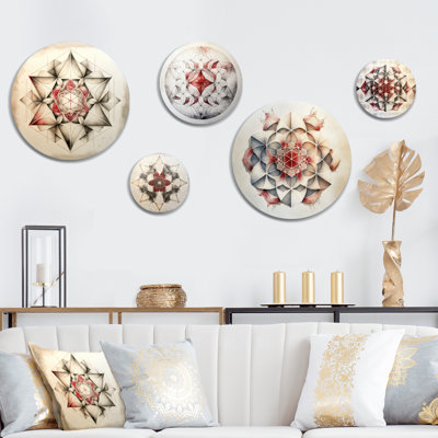 Sacred Geometry In Vintage Color Tones III - Modern Geometric Metal Wall Décor