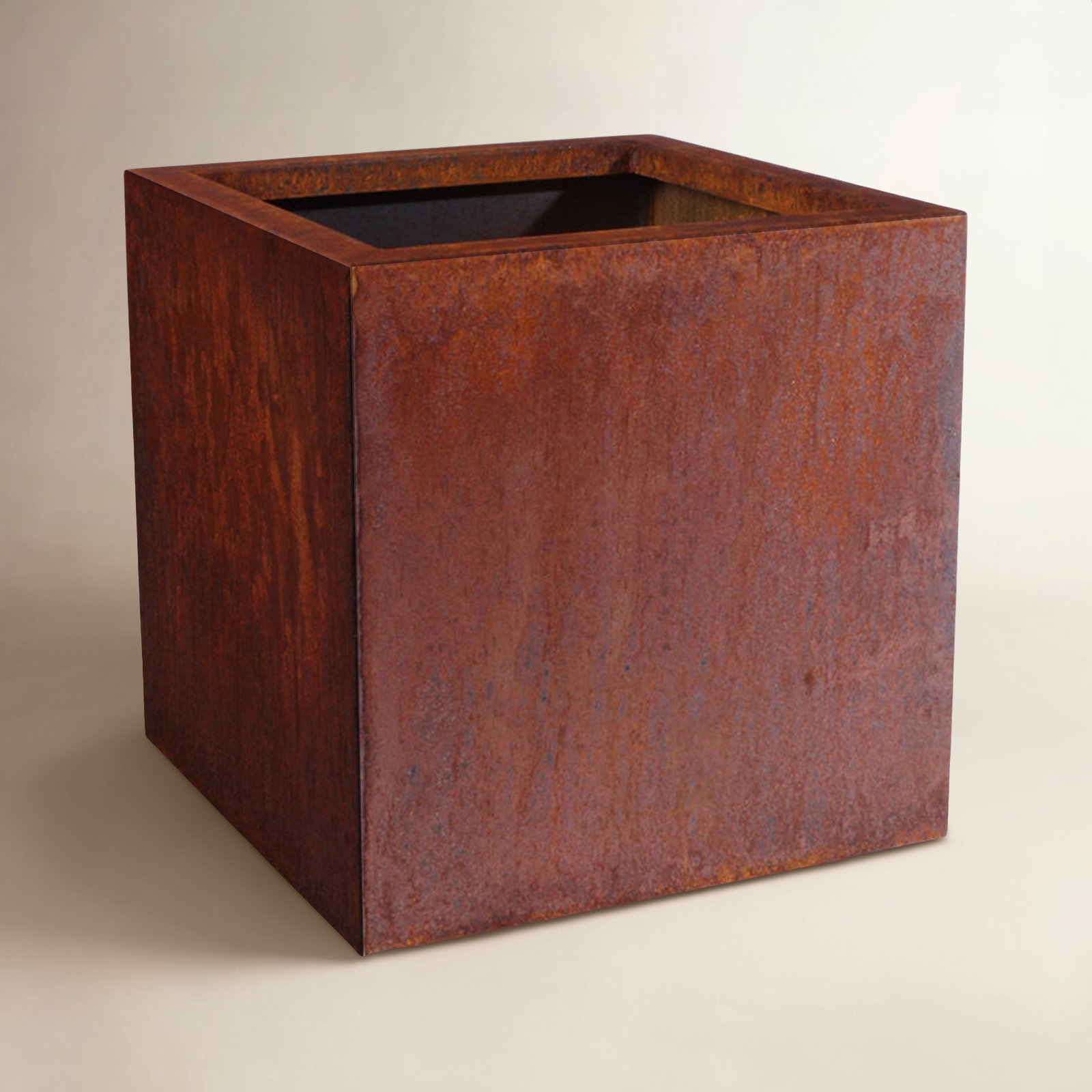Corten Steel Series Planter Box, 28" H x 27" W x 27" D