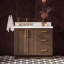 Meuble-lavabo de salle de bain avec lavabo ovale simple décalé à gauche de 109 cm (43 po), comptoir en marbre blanc de Carrare de 3,8 cm (1,5 po) et fini chêne brun.-764080491-764080535