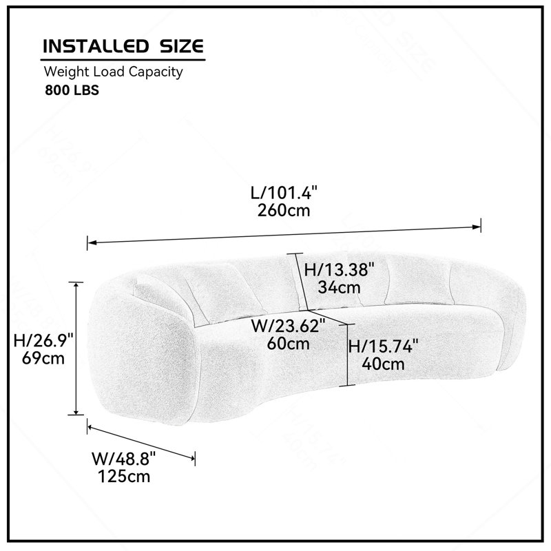 Canapé modulaire 102 pouces 5 places Boucle