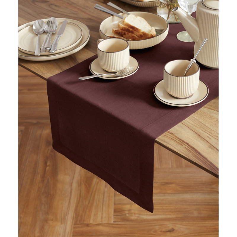 Sonoma - 100% Pure Linen Table Runner (Pre-Washed), 60" x 14", Cordovan