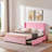 Auxter Full Size Upholstered Bed Frame with 4 Storage Drawers and Storage Wingback Headboard, Velvet Full Platform Storage Bedframe, Mattress Foundation with Wooden Slats Support, No Box Spring Needed, Pink-402897218-402897216