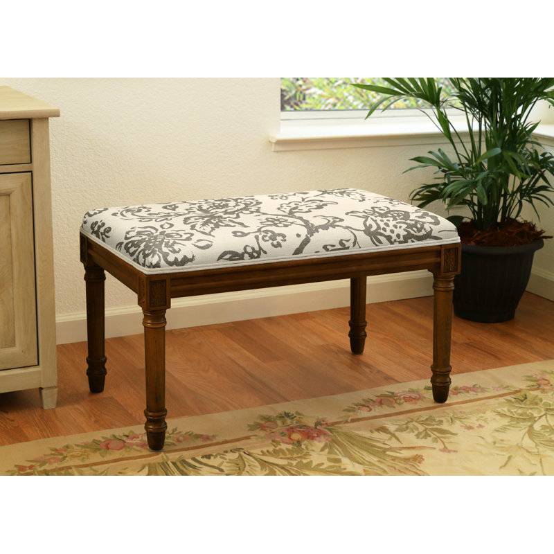 Banc rembourré Billiot, Walnut/Gray  Painterly Toile
