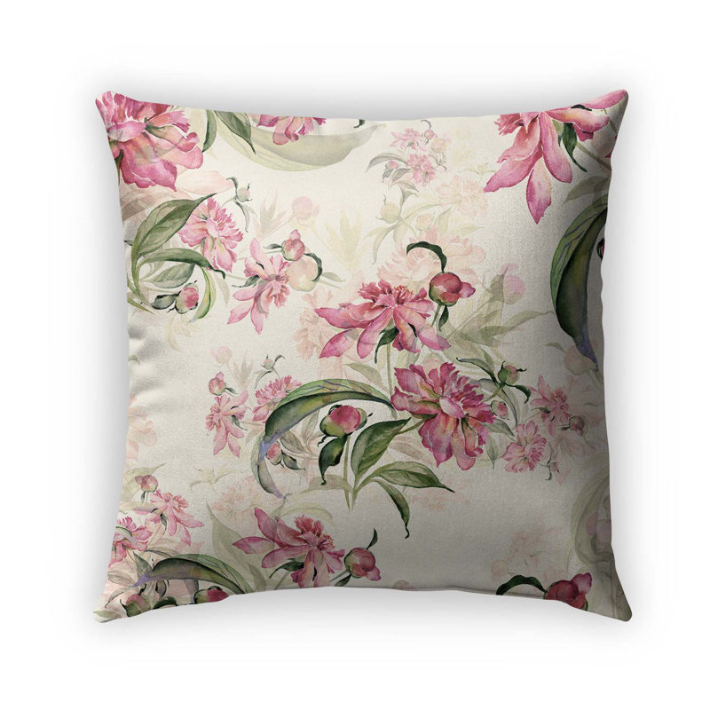 Floral Cotton Blend Reversible Throw Pillow, 18" x 18", Toned