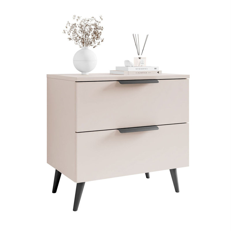 55cm W Bedside Table, Cashmire/Black