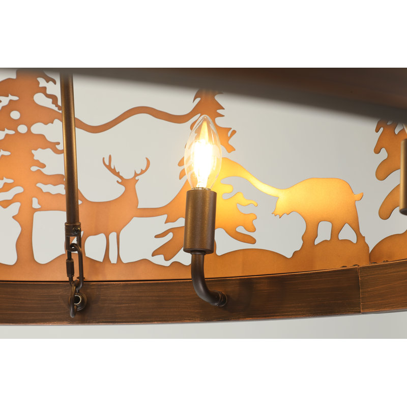 Lustre rustique à roulettes de style ambiant, H 59 po x l 29,9 po x P 29,9 po, Bronze frotté à l'huile, 8 lumières