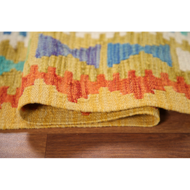 Tapis géométrique en laine Kilim