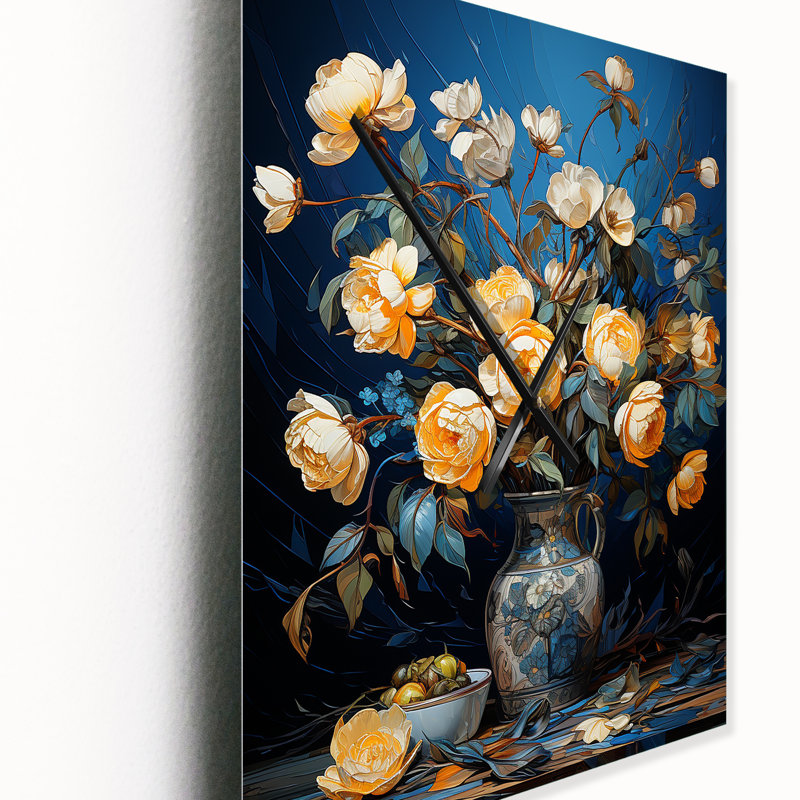 Horloge murale florale chef-d'œuvre par Van Gogh I, H 28 po x l 12 po x P 1 po