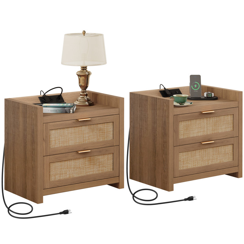 Aneke 23.6'' W Nightstand, Natural Oak