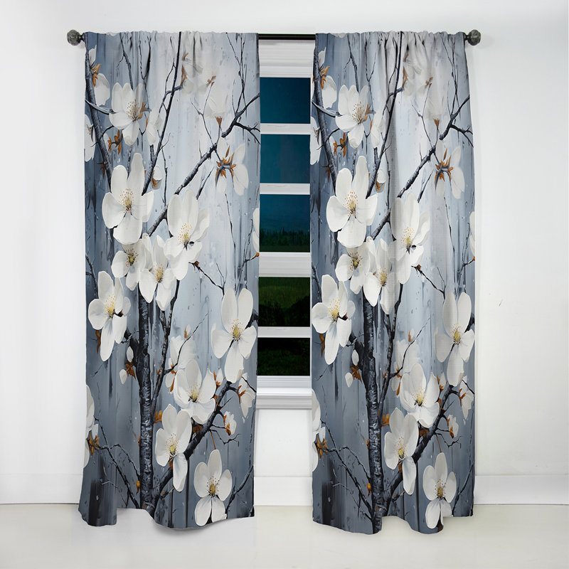 Gillen - Rideau cornouiller - Rideau occultant à motif floral - 1 panneau, L 52 po x L 108 po