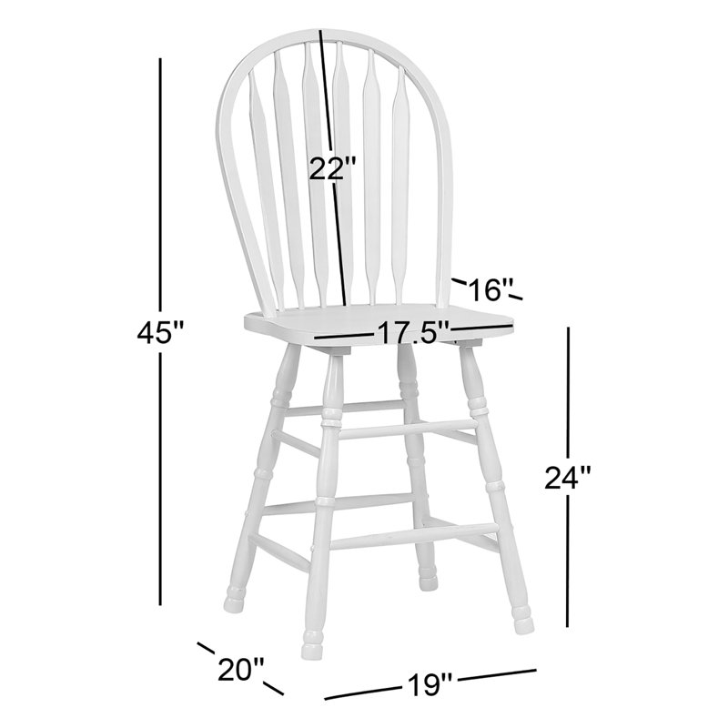 Mattes Solid Wood 24'' Counter Stool, Antique White