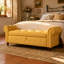 Banc de rangement rembourré de 63 po avec accoudoirs roulés Velnora, banc repose-pieds capitonné avec grand compartiment de rangement, pieds en bois massif, banc de chambre à coucher pour le salon, l'entrée, le couloir-43024118