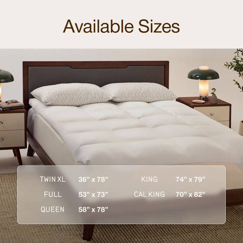 Coop Home Goods Essence Down Alternative Mattress Topper Full, Plush Baffle Box with 2-Inch Gusset Design, Full