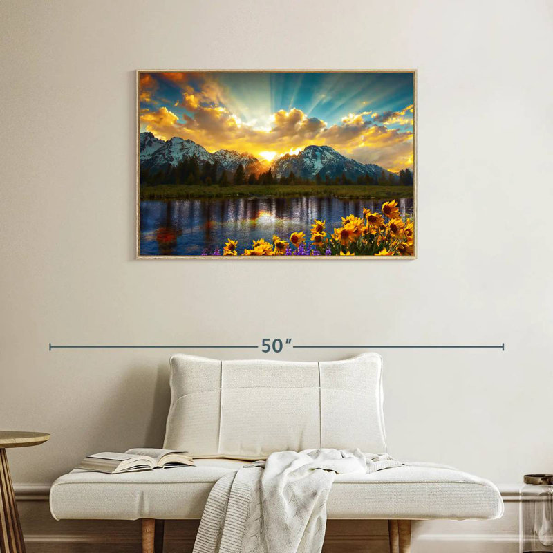 Grand Teton, Cadre flottant en bois naturel, 37 po x 25 po