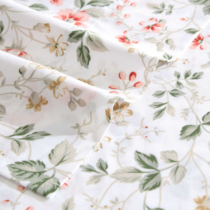 Ensemble de draps en percale de coton Percale Novelty Laura Ashley, Ensemble de draps pour très grand lit avec 2 taie