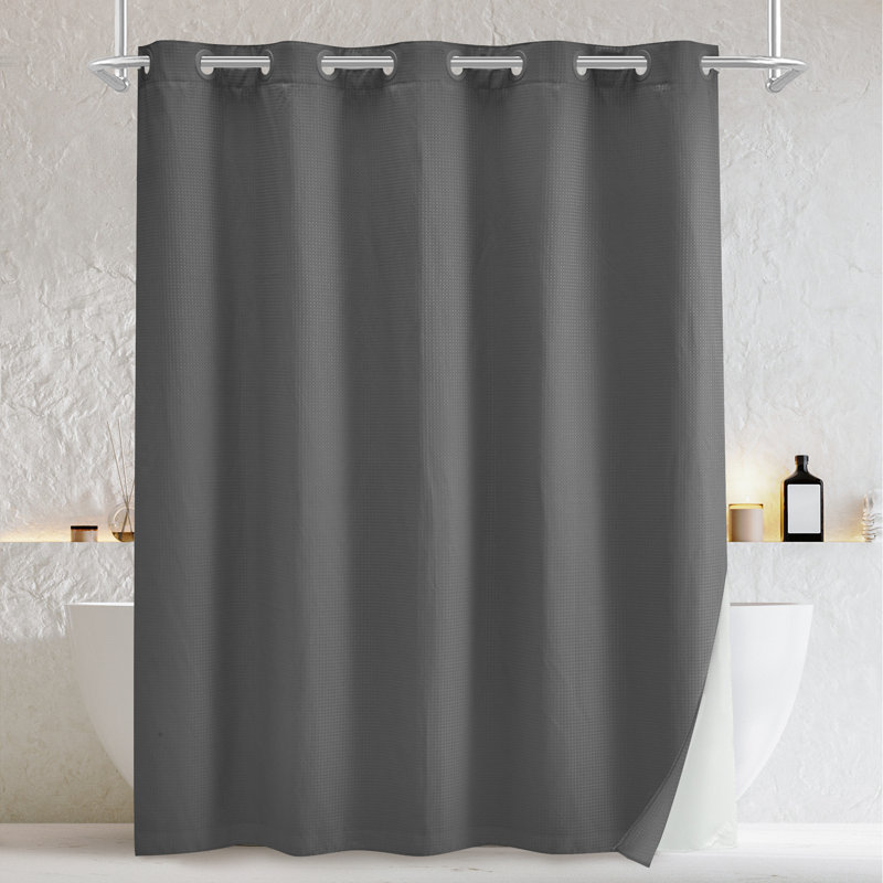 Rideau de douche sans crochet Rakiem, Gris graphique, H 77 po x l 71 po