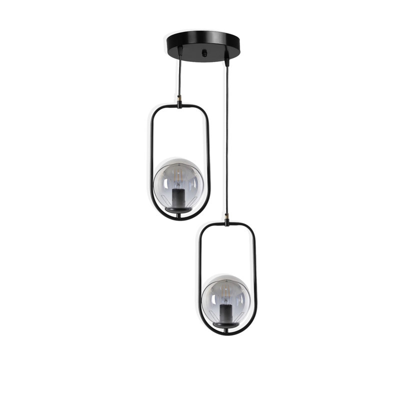 Luminaire suspendu en forme de globe en métal 2 lumières