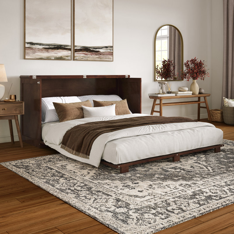 Westfield Low Profile Wood Murphy Bed Chest with 6" Mattress, Walnut