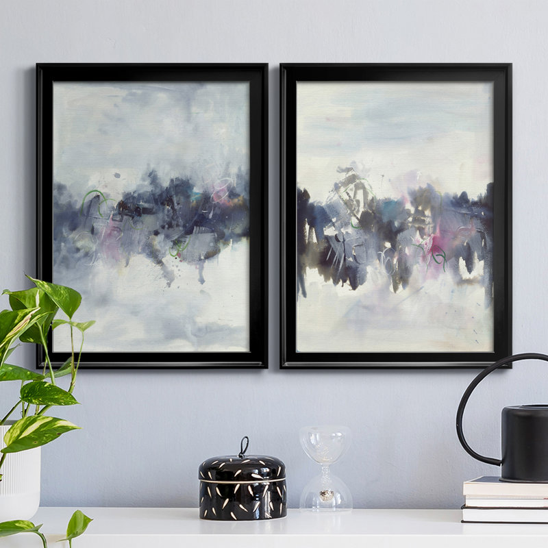 Oiseaux I - ensemble de 2 peintures sur toile encadrées, Noir, H 24,5 po x l 37 po x P 1 po