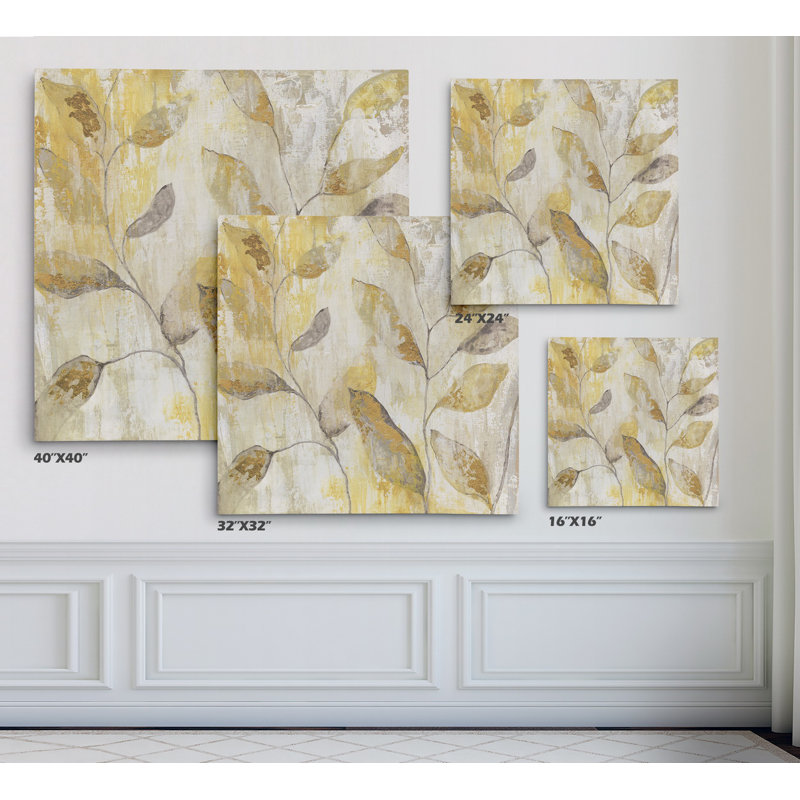 « golden vine », reproduction de peinture à l’huile sur toile tendue, H 16 po x l 16 po x P 1,5 po, Toile tendue