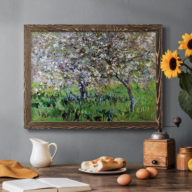 Pommiers en fleurs à Giverny, 1900, reproduction d'art sur toile, Noyer, H 22 po x l 32 po x P 1,5 po